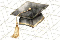Graduation Cap Clipart PNG, Watercolor Graduation Hat Tassel Product Image 3