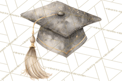 Graduation Cap Clipart PNG, Watercolor Graduation Hat Tassel Product Image 5
