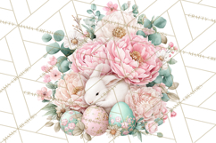 Soft Watercolor Easter Bunny Clipart, Pastel Spring Flowers Product Image 5