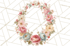 Floral Frames Clipart, Girly Pastel Flower Frames, Oval Png Product Image 5