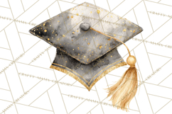 Graduation Cap Clipart PNG, Watercolor Graduation Hat Tassel Product Image 2