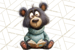 Bookish Bears PNG Clipart, Cozy Bear Reading, Cute Cartoon Product Image 4