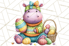 Easter Bunny Clipart, Spring Animals PNG, Colored Eggs Product Image 4