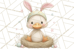 Watercolor Easter Animals Clipart, Cute Animals in Nests Png Product Image 4
