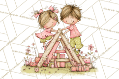 Adorable Spring Kids Clipart, Playful Children Clip Art PNG Product Image 4