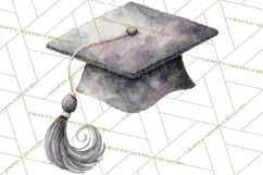 Graduation Cap Clipart PNG, Watercolor Graduation Hat Tassel Product Image 3