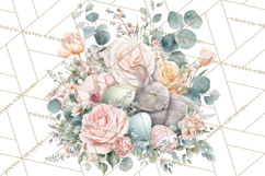 Soft Watercolor Easter Bunny Clipart, Pastel Spring Flowers Product Image 3