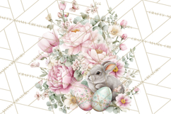 Soft Watercolor Easter Bunny Clipart, Pastel Spring Flowers Product Image 4