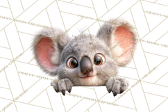 Peeking Cute Animals Clipart, Large-Eyed Baby Creatures, PNG Product Image 4