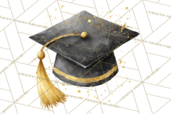 Graduation Cap Clipart PNG, Watercolor Graduation Hat Tassel Product Image 4