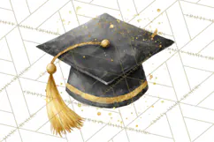 Graduation Cap Clipart PNG, Watercolor Graduation Hat Tassel Product Image 4