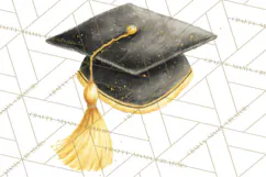 Graduation Cap Clipart PNG, Watercolor Graduation Hat Tassel Product Image 5