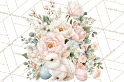 Soft Watercolor Easter Bunny Clipart, Pastel Spring Flowers Product Image 5