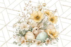 Soft Watercolor Easter Bunny Clipart, Pastel Spring Flowers Product Image 2
