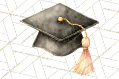 Graduation Cap Clipart PNG, Watercolor Graduation Hat Tassel Product Image 2