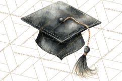 Graduation Cap Clipart PNG, Watercolor Graduation Hat Tassel Product Image 3