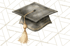 Graduation Cap Clipart PNG, Watercolor Graduation Hat Tassel Product Image 4
