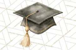Graduation Cap Clipart PNG, Watercolor Graduation Hat Tassel Product Image 4