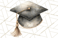 Graduation Cap Clipart PNG, Watercolor Graduation Hat Tassel Product Image 5