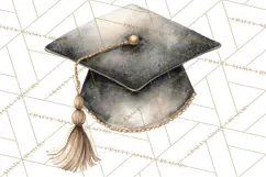 Graduation Cap Clipart PNG, Watercolor Graduation Hat Tassel Product Image 5