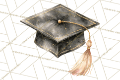Graduation Cap Clipart PNG, Watercolor Graduation Hat Tassel Product Image 2