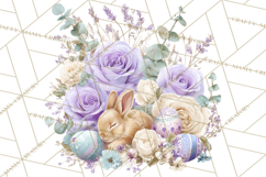 Soft Watercolor Easter Bunny Clipart, Pastel Spring Flowers Product Image 2