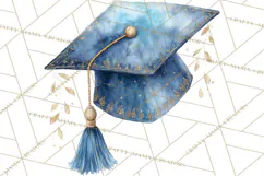 Graduation Cap Clipart PNG, Watercolor Graduation Hat Tassel Product Image 3
