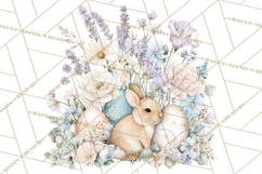 Soft Watercolor Easter Bunny Clipart, Pastel Spring Flowers Product Image 3
