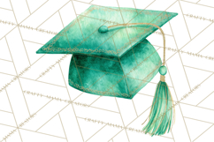 Graduation Cap Clipart PNG, Watercolor Graduation Hat Tassel Product Image 4