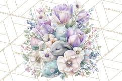 Soft Watercolor Easter Bunny Clipart, Pastel Spring Flowers Product Image 4