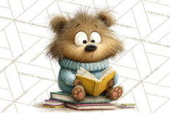 Bookish Bears PNG Clipart, Cozy Bear Reading, Cute Cartoon Product Image 5