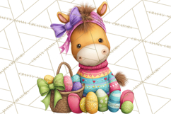 Easter Bunny Clipart, Spring Animals PNG, Colored Eggs Product Image 5