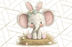 Watercolor Easter Animals Clipart, Cute Animals in Nests Png Product Image 5