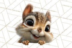 Peeking Cute Animals Clipart, Large-Eyed Baby Creatures, PNG Product Image 5
