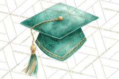 Graduation Cap Clipart PNG, Watercolor Graduation Hat Tassel Product Image 5