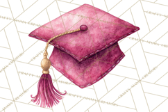 Graduation Cap Clipart PNG, Watercolor Graduation Hat Tassel Product Image 2