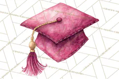 Graduation Cap Clipart PNG, Watercolor Graduation Hat Tassel Product Image 2