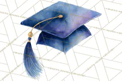 Graduation Cap Clipart PNG, Watercolor Graduation Hat Tassel Product Image 3