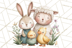 Spring Animals Clipart, Baby Bunny Lamb Chick Duckling Png Product Image 4
