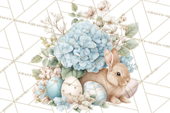 Soft Watercolor Easter Bunny Clipart, Pastel Spring Flowers Product Image 4