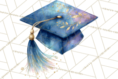 Graduation Cap Clipart PNG, Watercolor Graduation Hat Tassel Product Image 4