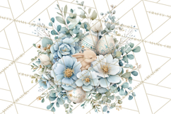 Soft Watercolor Easter Bunny Clipart, Pastel Spring Flowers Product Image 5