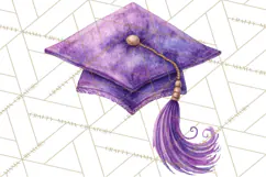 Graduation Cap Clipart PNG, Watercolor Graduation Hat Tassel Product Image 2