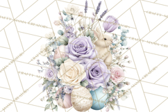 Soft Watercolor Easter Bunny Clipart, Pastel Spring Flowers Product Image 3