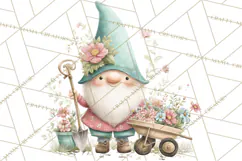 Spring Garden Gnome Clipart, Gnome PNG, Cute Garden Clip Art Product Image 3