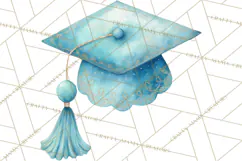 Graduation Cap Clipart PNG, Watercolor Graduation Hat Tassel Product Image 4