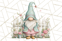 Spring Garden Gnome Clipart, Gnome PNG, Cute Garden Clip Art Product Image 5
