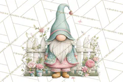 Spring Garden Gnome Clipart, Gnome PNG, Cute Garden Clip Art Product Image 5