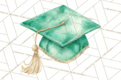 Graduation Cap Clipart PNG, Watercolor Graduation Hat Tassel Product Image 5