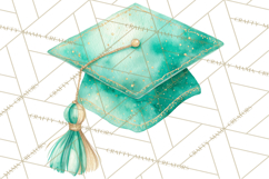 Graduation Cap Clipart PNG, Watercolor Graduation Hat Tassel Product Image 2